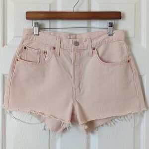 Levi's Premium 501 Fresh Original Fit High Waisted Cut Off Jean Shorts Pink 30